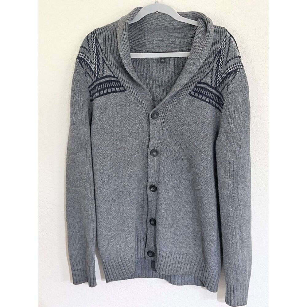 Banana Republic Shawl Cardigan Sweater Mens M Gray Wool Blend Academia‎ Grandpa